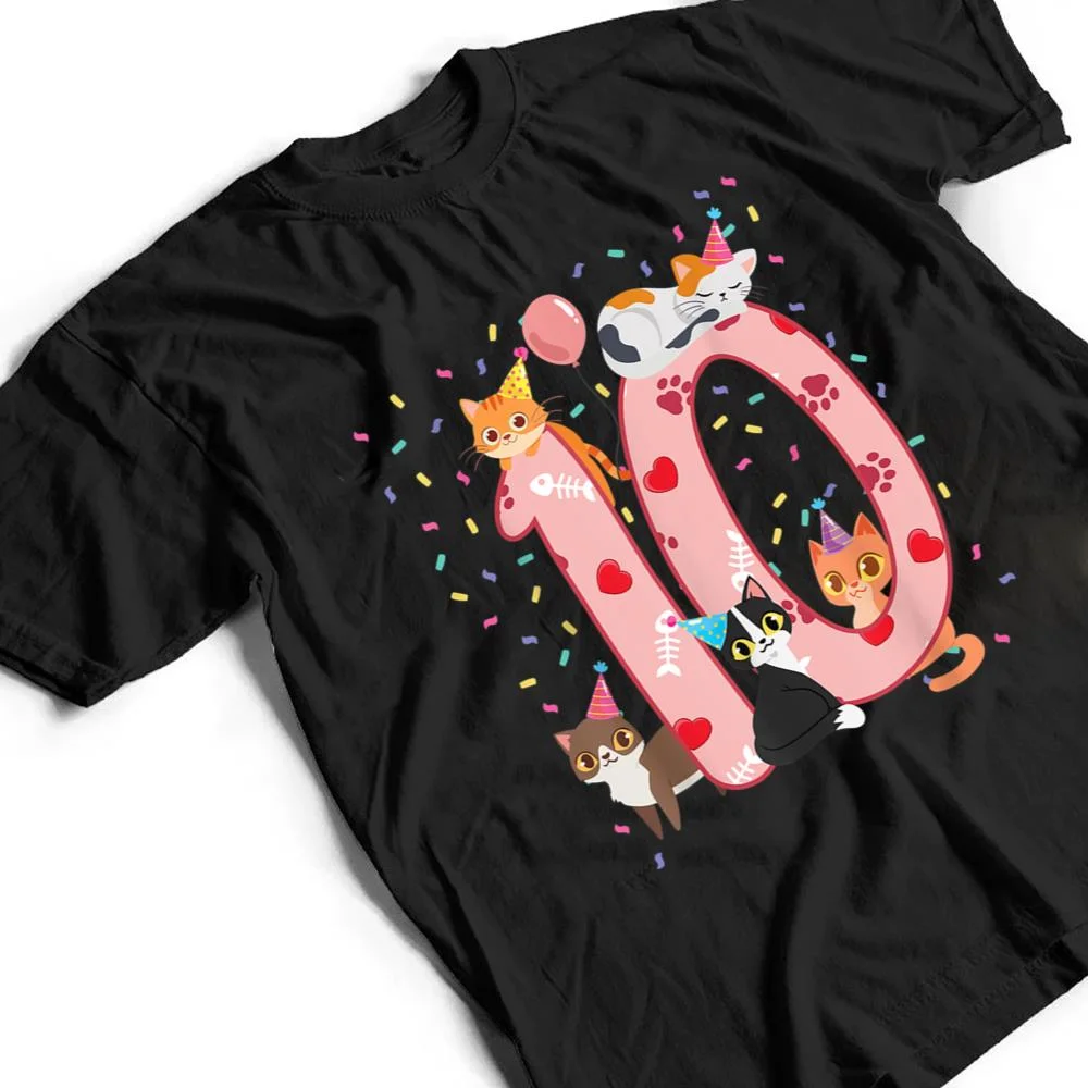 10th-Birthday-Girl-cute-Cat-outfit-10-years-old-bday-party-T-Shirt-2 10th Birthday Girl cute Cat outfit 10 years old bday party T Shirt