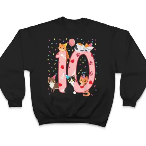 10th Birthday Girl cute Cat outfit 10 years old bday party T Shirt