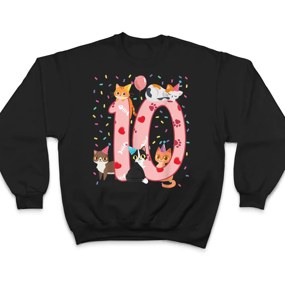 10th-Birthday-Girl-cute-Cat-outfit-10-years-old-bday-party-T-Shirt-4 10th Birthday Girl cute Cat outfit 10 years old bday party T Shirt