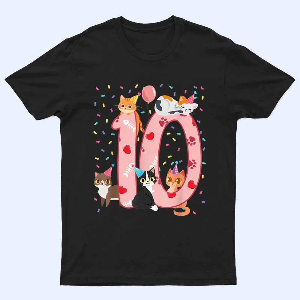 10th Birthday Girl cute Cat outfit 10 years old bday party T Shirt 10th Birthday Girl cute Cat outfit 10 years old bday party T Shirt