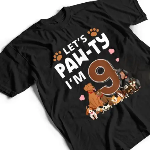 9 Year Old Puppy Dog Birthday Pawty Dogs 9th Party T Shirt