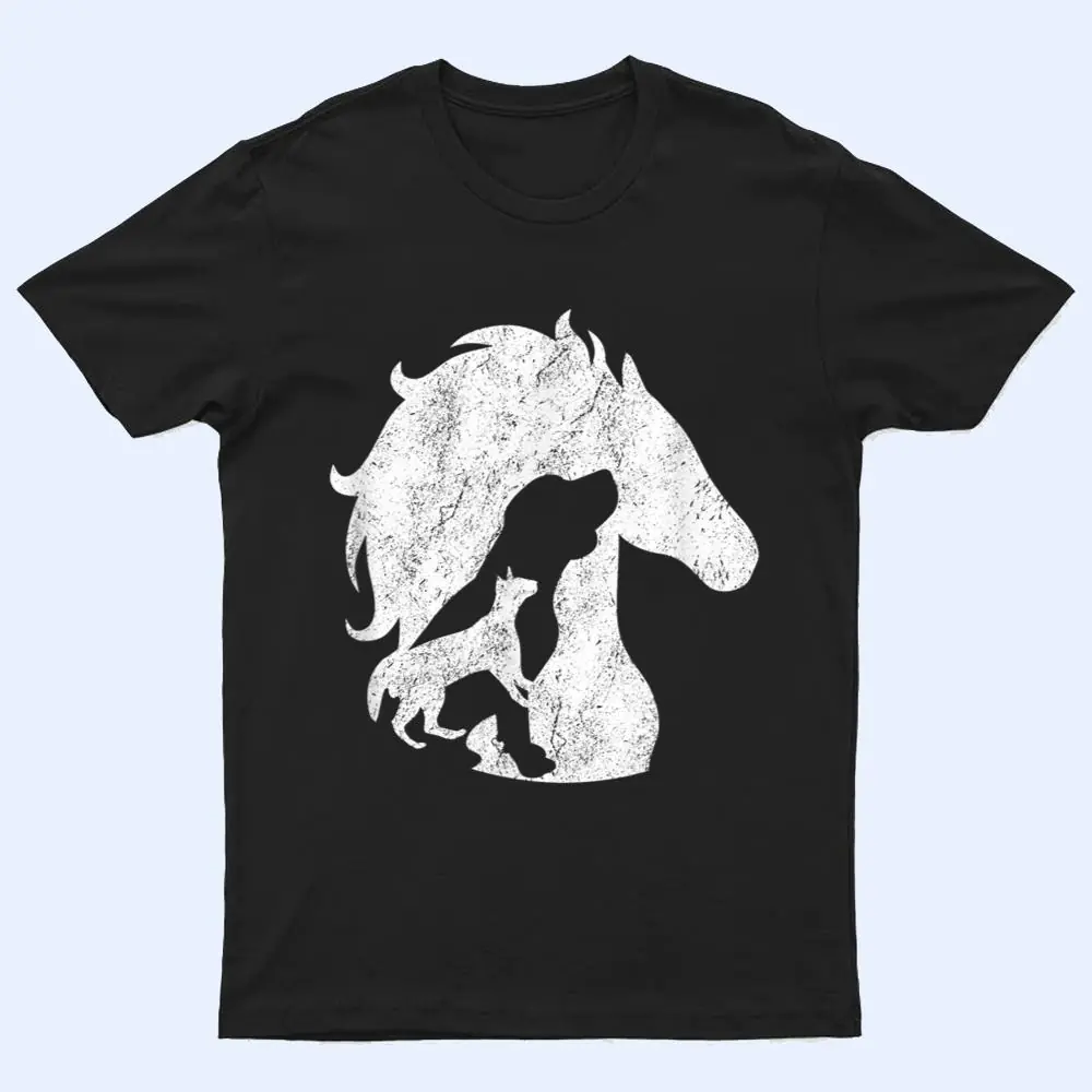 A Nice Horse Dog Cat Design Silhouette of Horses Dogs Cats T Shirt A Nice Horse Dog Cat Design Silhouette of Horses Dogs Cats T Shirt