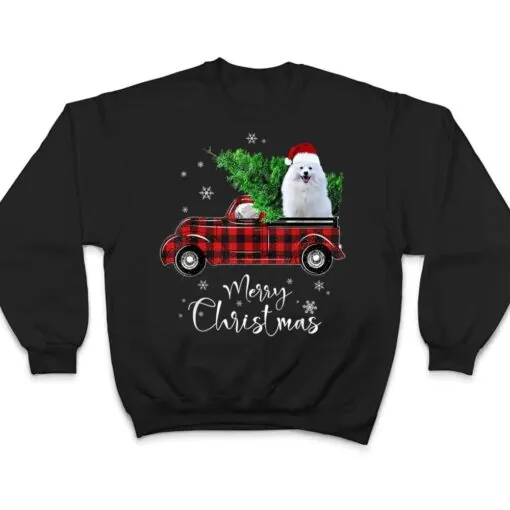 American Eskimo Red Truck Christmas funny dog T Shirt