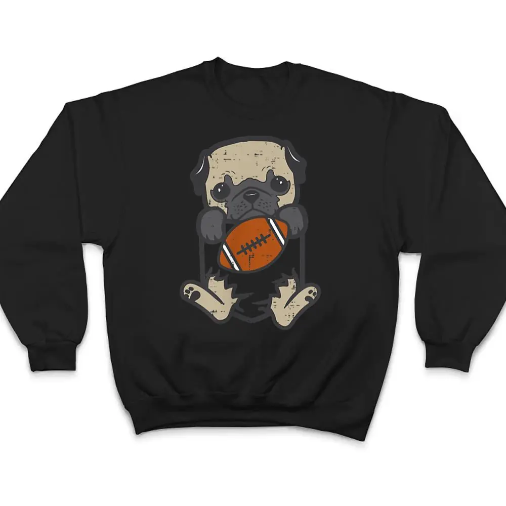 American Football Pug Pocket Cute Sports Dog T Shirt