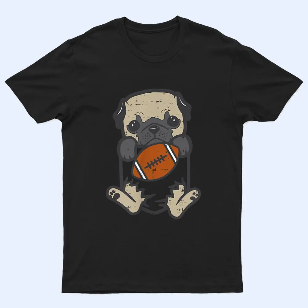 American Football Pug Pocket Cute Sports Dog T Shirt