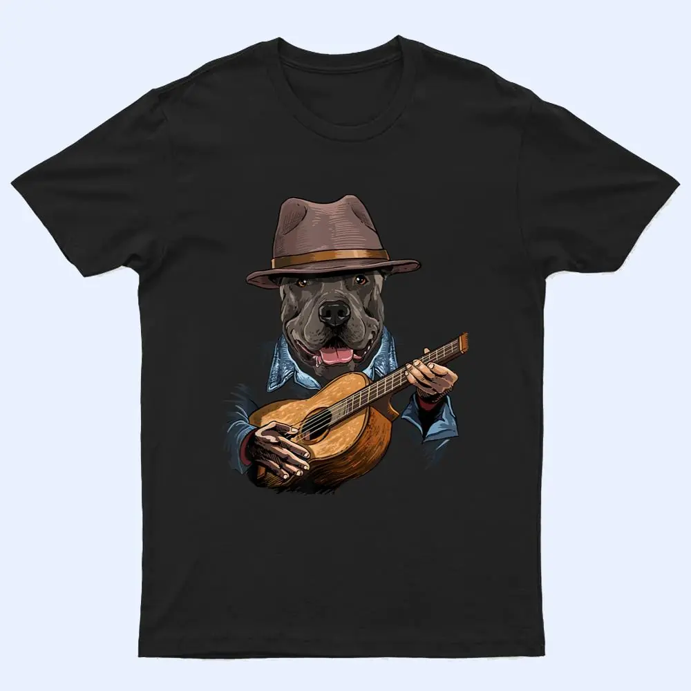 American Pit Bull Terrier Playing Guitar Dog Guitar Player T Shirt