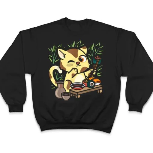 Animal Sushi Cat Lover Japanese Kawaii Cat Eating Food Art T Shirt