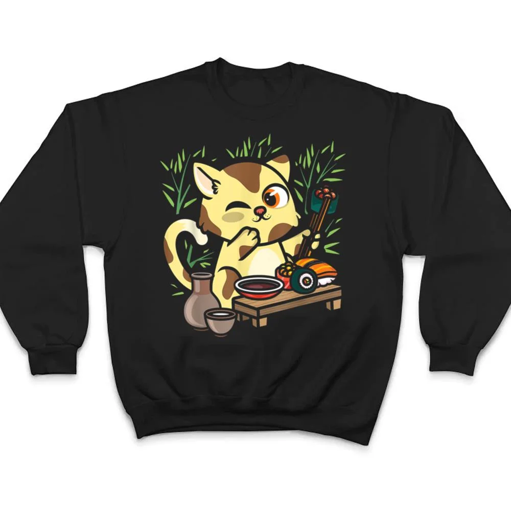 Animal-Sushi-Cat-Lover-Japanese-Kawaii-Cat-Eating-Food-Art-T-Shirt-4 Animal Sushi Cat Lover Japanese Kawaii Cat Eating Food Art T Shirt