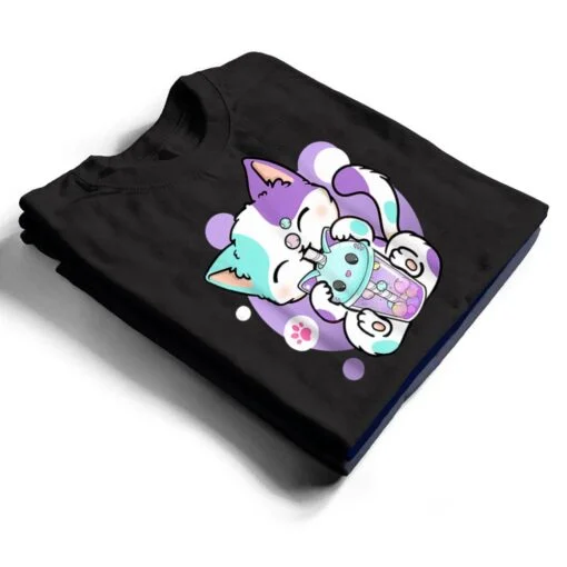 Anime Kawaii Cat Boba Bubble Tea Neko Boba Tea Cat for Girls T Shirt