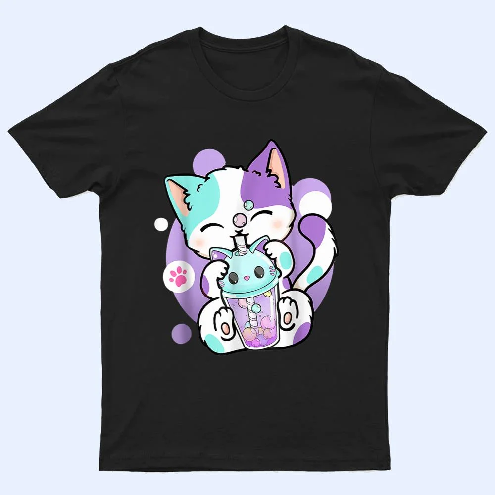Anime Kawaii Cat Boba Bubble Tea Neko Boba Tea Cat for Girls T Shirt Anime Kawaii Cat Boba Bubble Tea Neko Boba Tea Cat for Girls T Shirt