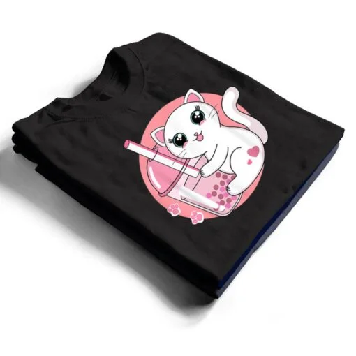 Anime Kawaii Cat Boba Bubble Tea T Shirt