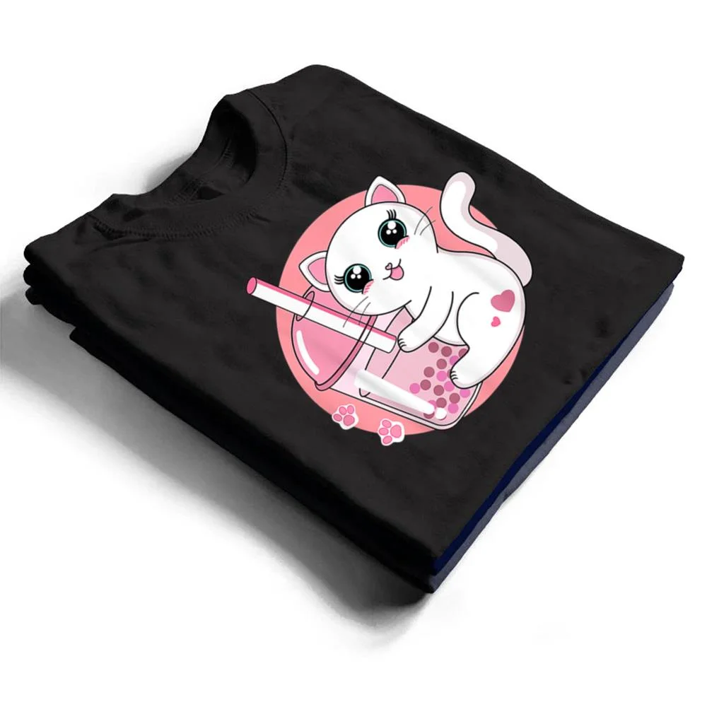 Anime-Kawaii-Cat-Boba-Bubble-Tea-T-Shirt-1 Anime Kawaii Cat Boba Bubble Tea T Shirt