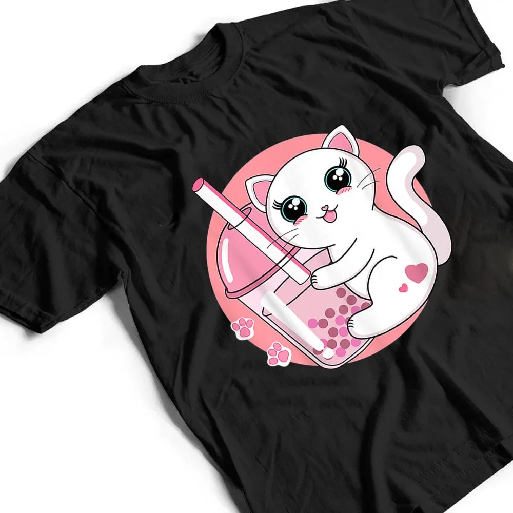 Anime-Kawaii-Cat-Boba-Bubble-Tea-T-Shirt-2 Anime Kawaii Cat Boba Bubble Tea T Shirt