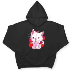 Anime Kawaii Cat Strawberry Milk Anime Neko Gifts Girls Teen T Shirt Anime Kawaii Cat Strawberry Milk Anime Neko Gifts Girls Teen T Shirt