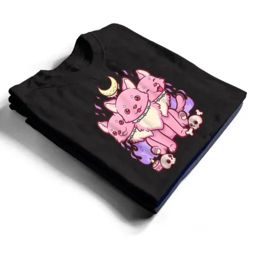 Anime Kawaii Pastel Goth Cute Creepy 3 Headed Dog T Shirt