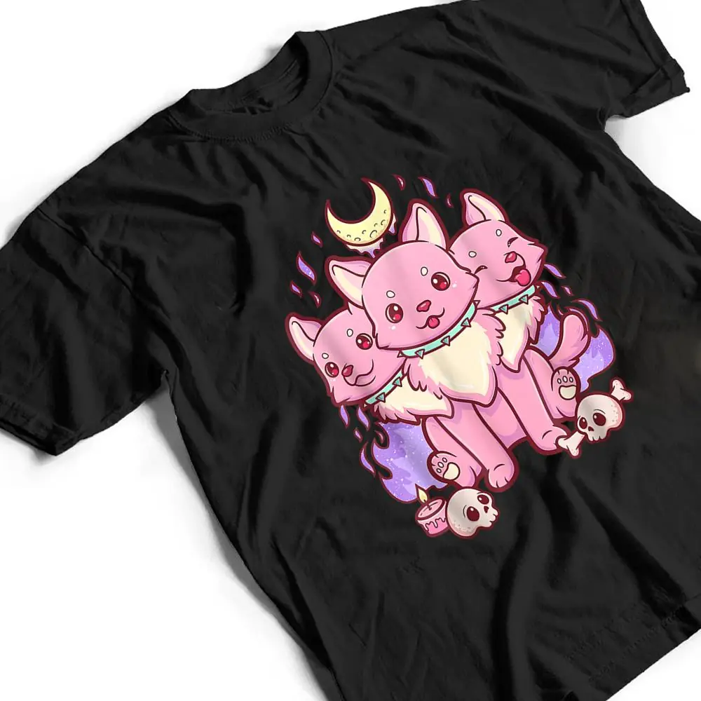 Anime-Kawaii-Pastel-Goth-Cute-Creepy-3-Headed-Dog-T-Shirt-2 Anime Kawaii Pastel Goth Cute Creepy 3 Headed Dog T Shirt