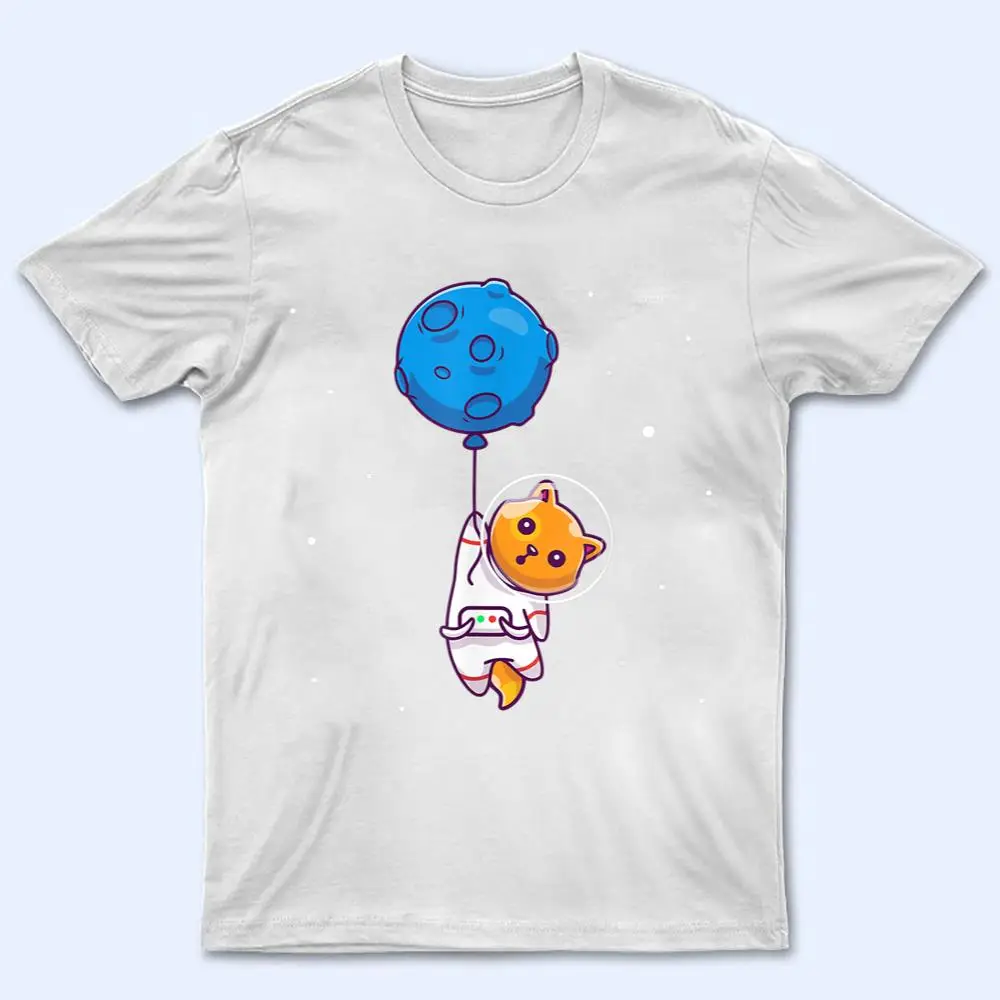 Astronaut Cat in Space Holding Planet Balloon