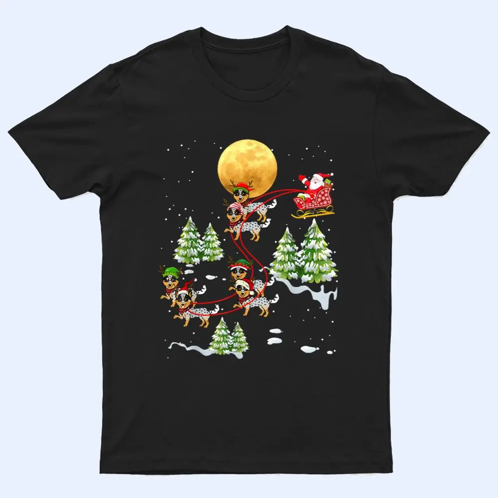 Australian Cattle Dog Reindeer Christmas Riding Santa T Shirt Australian Cattle Dog Reindeer Christmas Riding Santa T Shirt