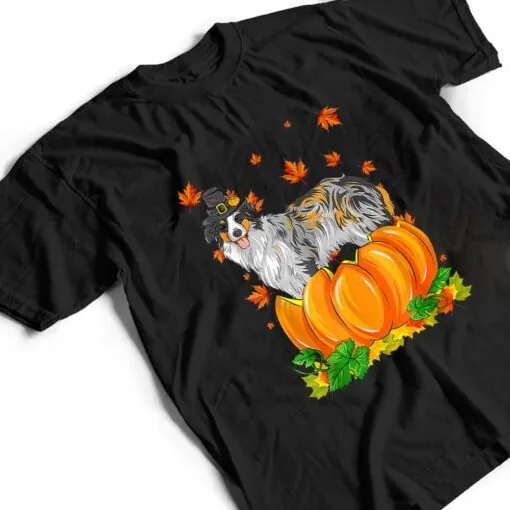 Australian Shepherd Dog Happy Thanksgiving Pumpkin Fall T Shirt