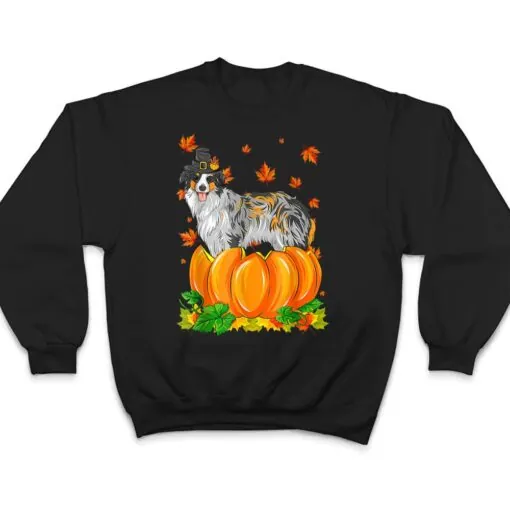 Australian Shepherd Dog Happy Thanksgiving Pumpkin Fall T Shirt