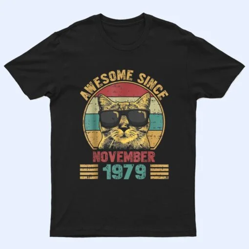 Awesome Since November 1979 43 Years Old Gifts Cat Lovers T Shirt