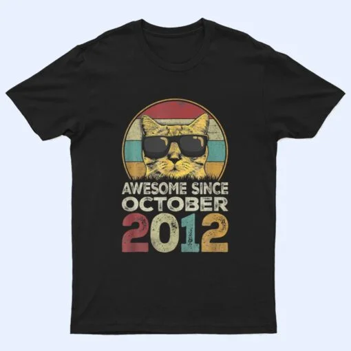 Awesome Since October 2012 10H Birthday Gifts Cat Lovers T Shirt