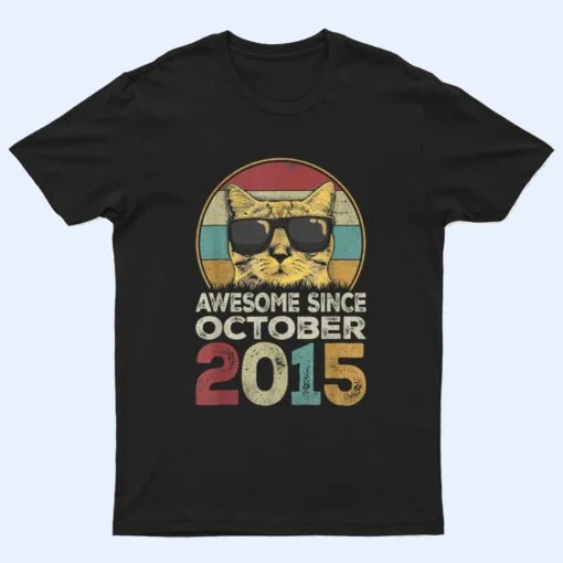 Awesome Since October 2015 7th Birthday Gifts Cat Lovers T Shirt
