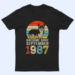 Awesome Since September 1987 35th Birthday Gifts Dog Lovers T Shirt