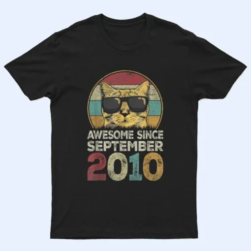 Awesome Since September 2010 12th Birthday Gifts Cat Lovers T Shirt