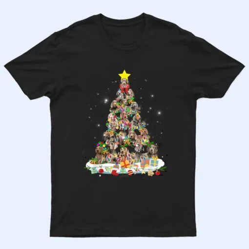 Basset Hound Dog Christmas Tree Lights Xmas Pajama Gifts T Shirt