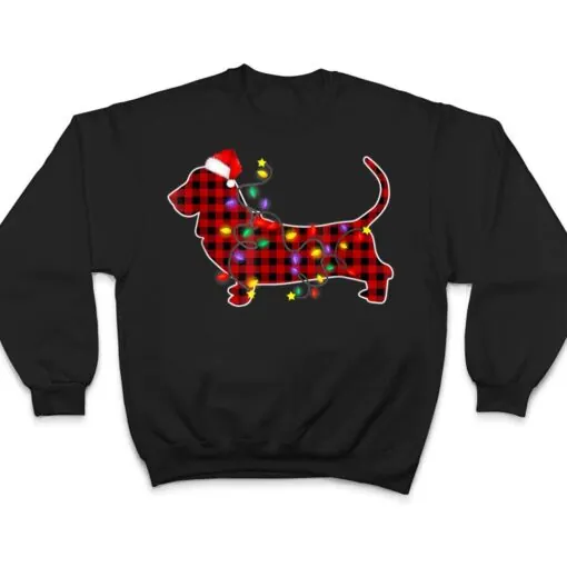 Basset Hound Dog Lights Christmas Matching Family T Shirt