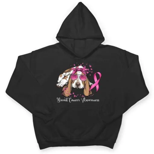 Basset Hound Dog Lover Pink Ribbon Breast Cancer Awareness T Shirt