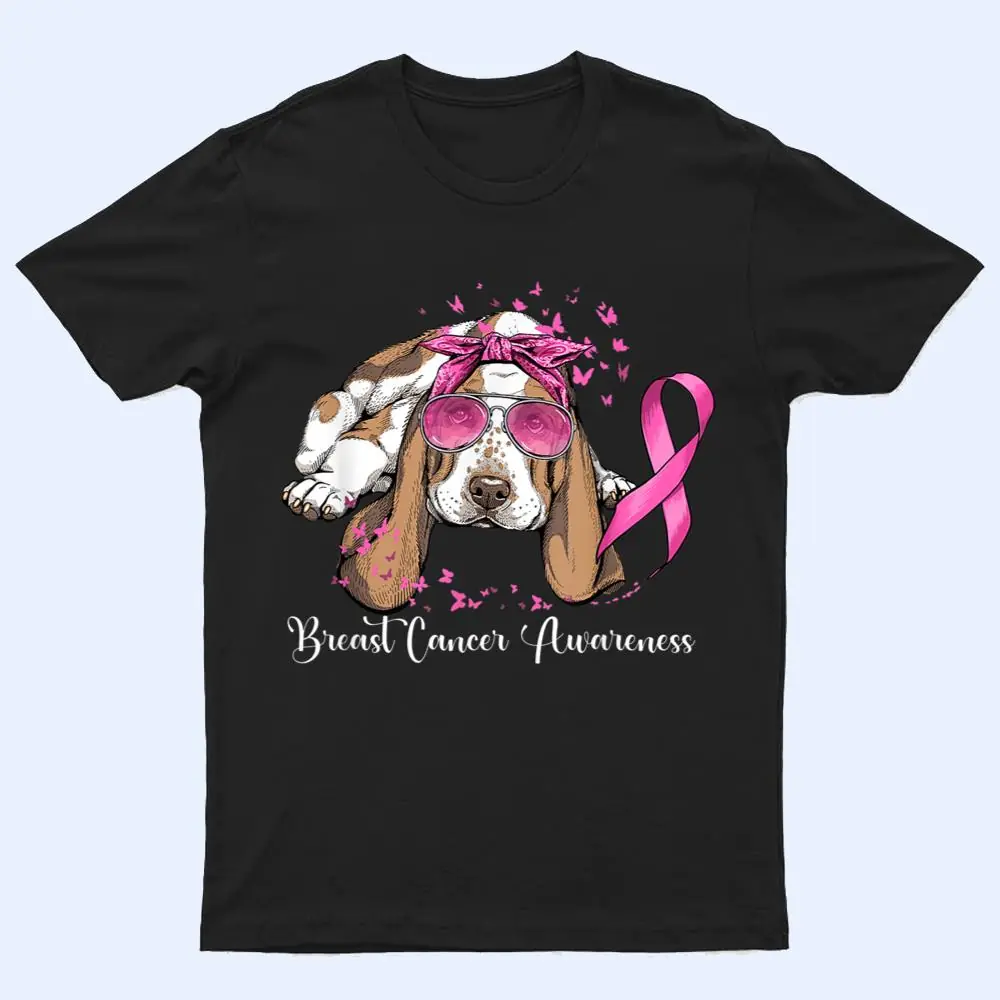 Basset Hound Dog Lover Pink Ribbon Breast Cancer Awareness T Shirt Basset Hound Dog Lover Pink Ribbon Breast Cancer Awareness T Shirt