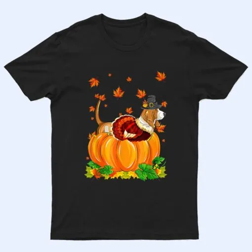 Basset Hound Dog Thanksgiving Turkey Fall Autumn Pumpkin T Shirt