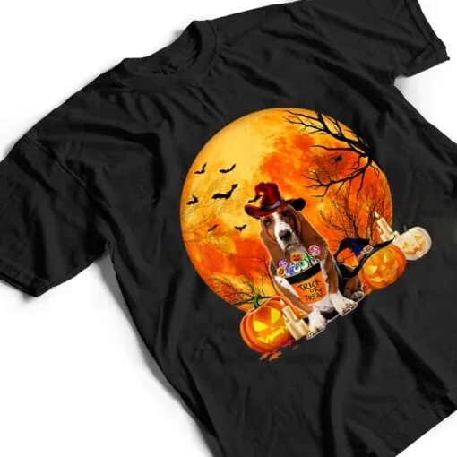 Basset Hound Dog Witch Pumpkin Halloween Costume T Shirt