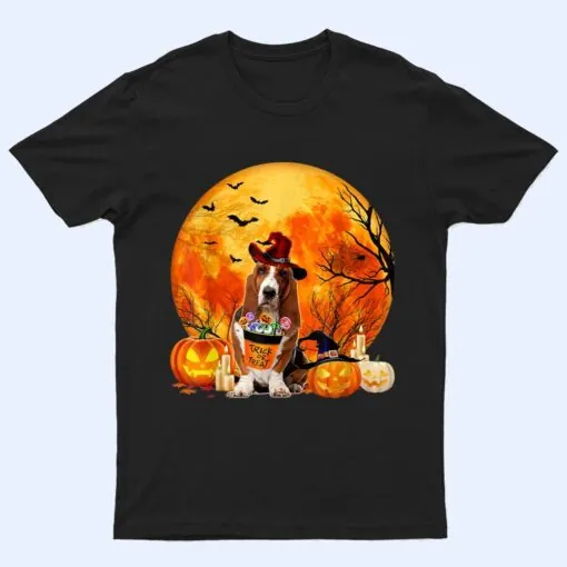 Basset Hound Dog Witch Pumpkin Halloween Costume T Shirt