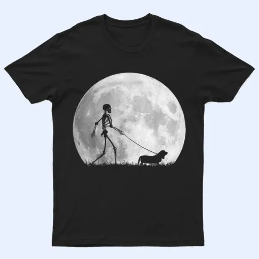 Basset Hound Halloween Skeleton Funny Dog Youth Girls Gift T Shirt