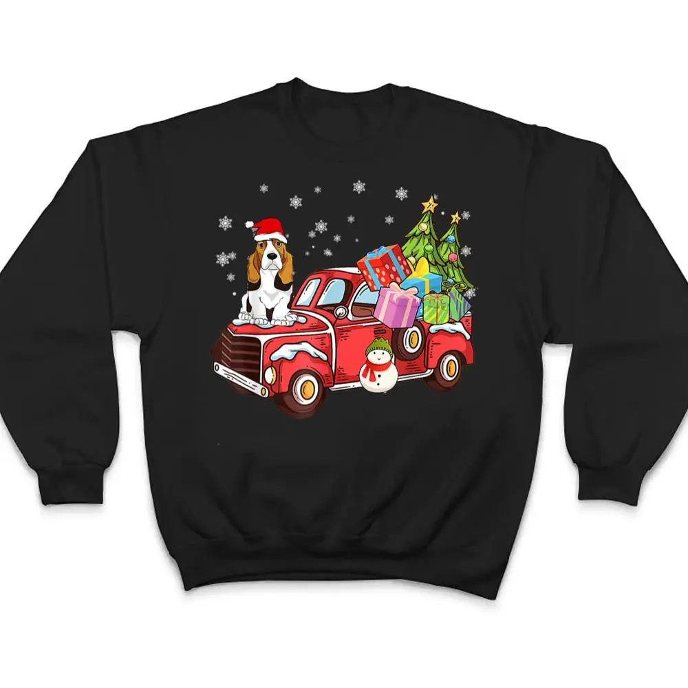 Basset-Hound-Riding-Red-Truck-Merry-Christmas-Dog-Lover-T-Shirt-4 Basset Hound Riding Red Truck Merry Christmas Dog Lover T Shirt