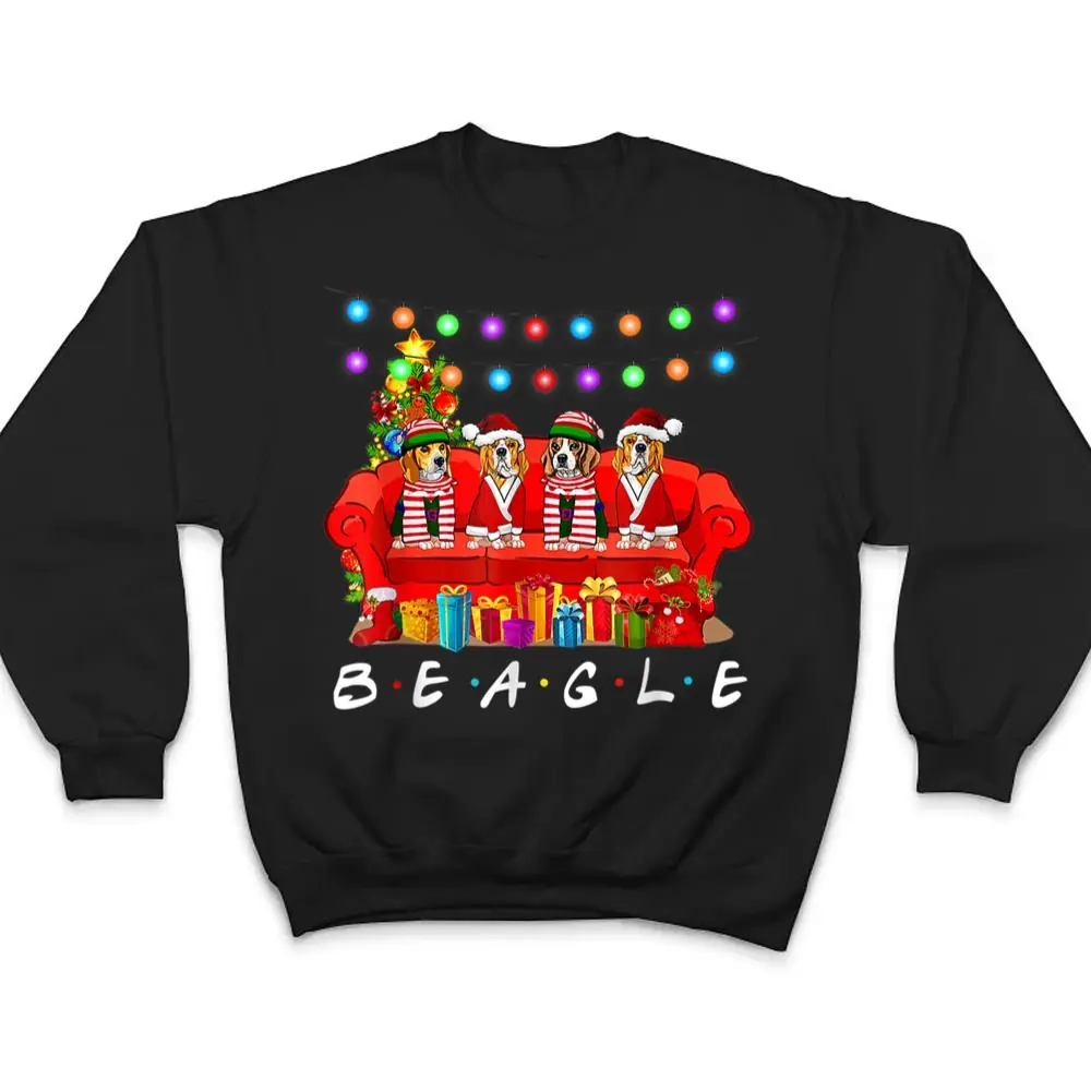 Beagle Dog Lights Christmas Matching Family T Shirt