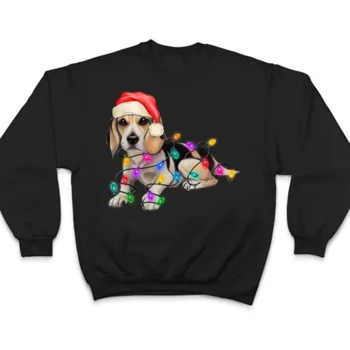 Beagle Santa Christmas Tree Lights Xmas Boys Dog Dogmas T Shirt