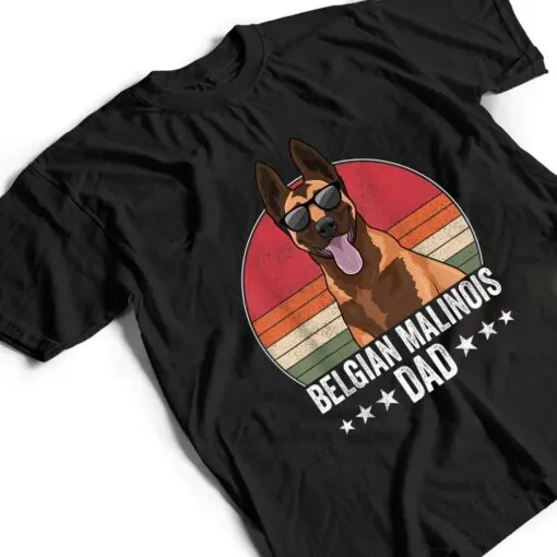 Belgian Malinois Dad Dog Sunset Retro Style T Shirt