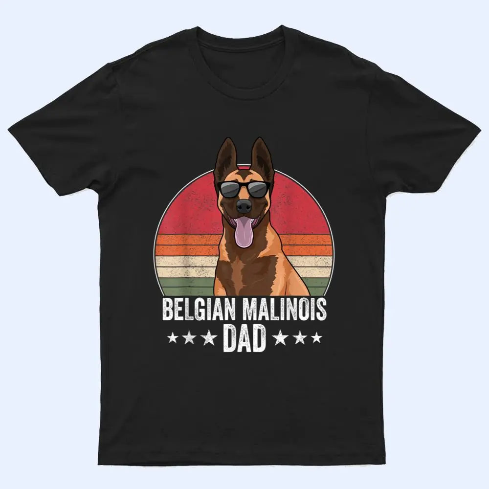Belgian Malinois Dad Dog Sunset Retro Style T Shirt Belgian Malinois Dad Dog Sunset Retro Style T Shirt