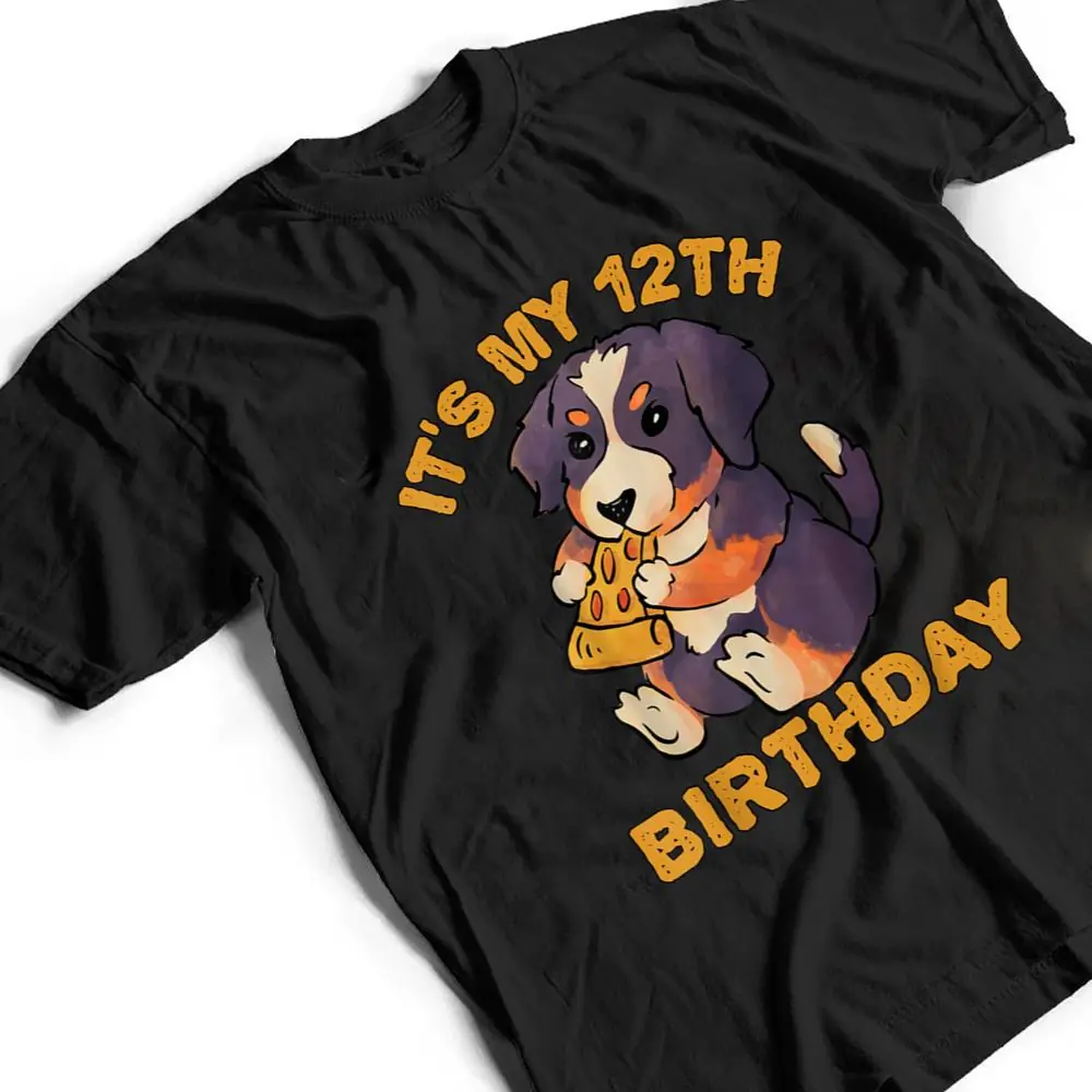 Bernese-Mountain-Dog-Eating-Pizza-Its-My-12th-Birthday-T-Shirt-2 Bernese Mountain Dog Eating Pizza It's My 12th Birthday T Shirt