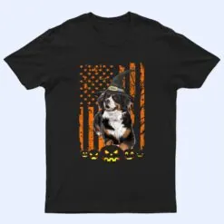 Bernese Mountain Dog Pumpkin American Flag Vintage Halloween T Shirt