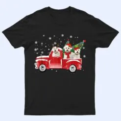 Bichon Frise Riding Red Truck Merry Christmas Dog Lover T Shirt
