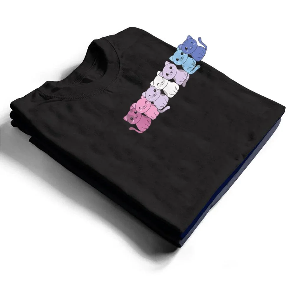Bigender Flag Pride LGBTQ Cats Bisexual cat T Shirt