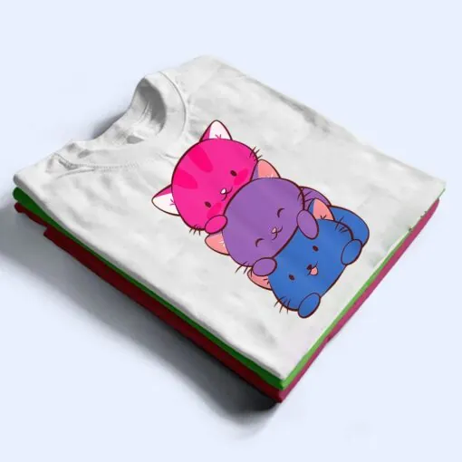 Bisexual Pride Kawaii Kitty Cat Stack Anime T Shirt