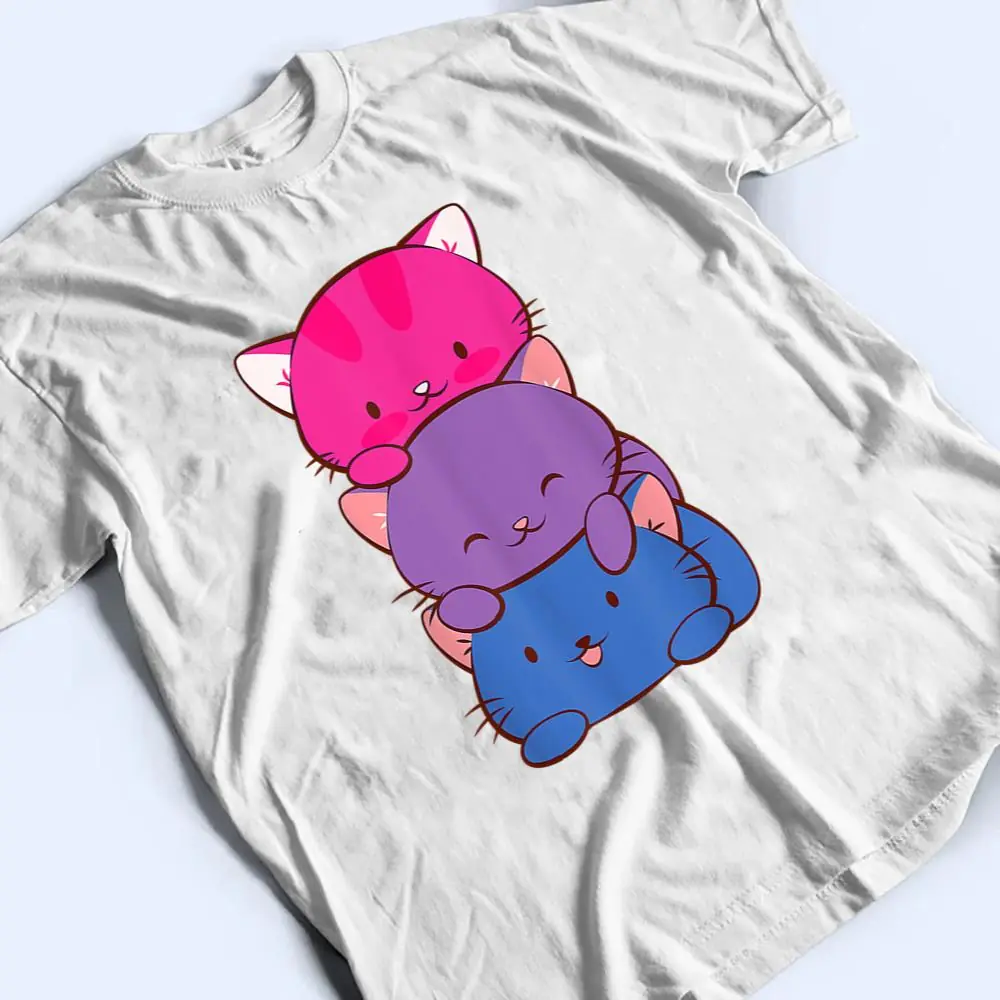 Bisexual-Pride-Kawaii-Kitty-Cat-Stack-Anime-T-Shirt-2 Bisexual Pride Kawaii Kitty Cat Stack Anime T Shirt