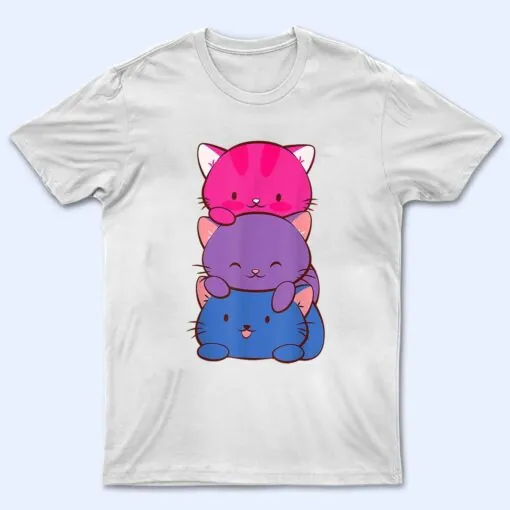 Bisexual Pride Kawaii Kitty Cat Stack Anime T Shirt