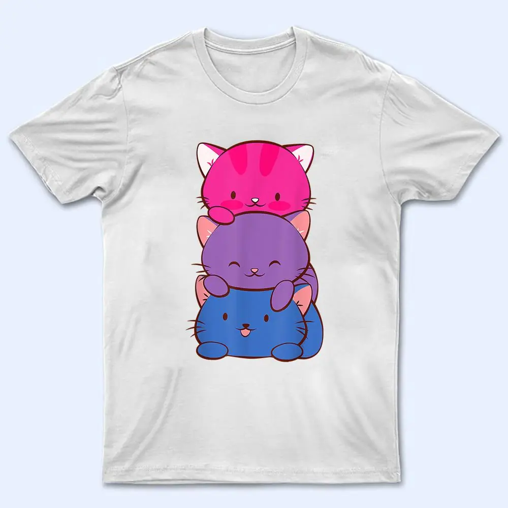 Bisexual Pride Kawaii Kitty Cat Stack Anime T Shirt Bisexual Pride Kawaii Kitty Cat Stack Anime T Shirt